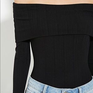 🖤 Long-sleeve Off the Shoulder Black Body Suit 🖤